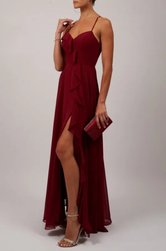 Mascara Wine Frill Tiered Gown MC2119310 sold by Cargo
