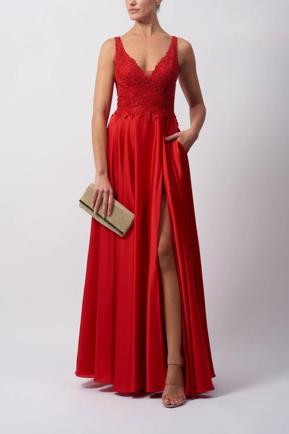 Red Mascara MC121032 Satin Lace Dress sold by Cargo