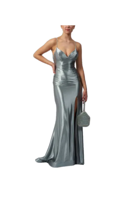 Mascara Ink Blue Satin Tie Back Dress MC113216 sold by Cargo