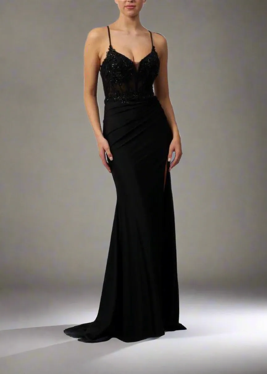 Mascara MC11324 Black Corset Fitted Prom Dress sold by Cargo