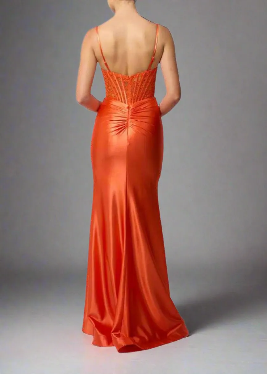 Mascara MC11425 Airforce Blue Boned Satin Gown sold by Cargo product image thumbnail 2