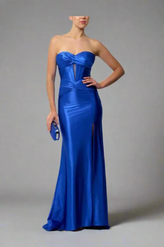 Mascara Petrol Satin Pleated Dress MC119421 sold by Cargo