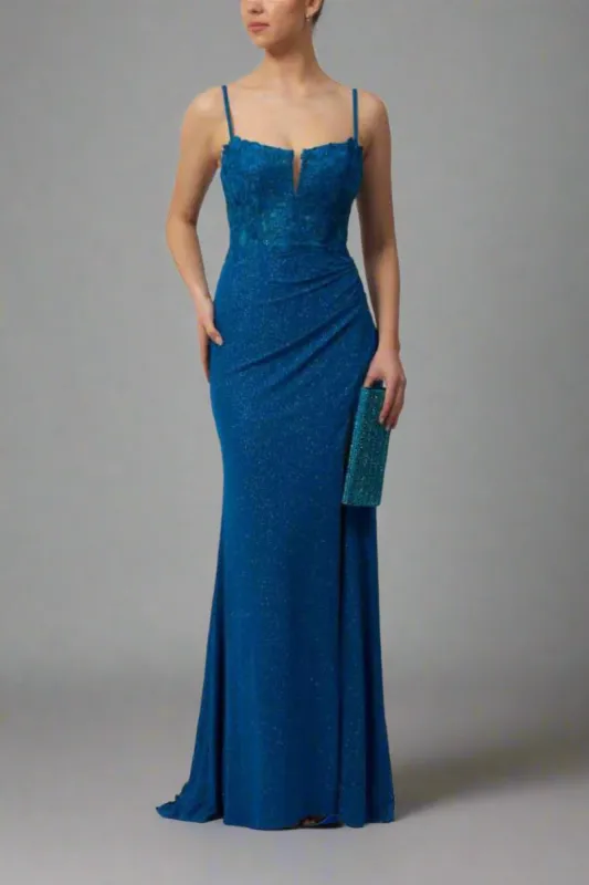Mascara Teal Glitter Dress with Embellished Bodice MC11342 sold by Cargo