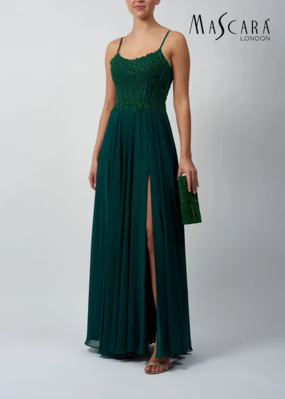 Mascara London MC119321 Forest Green Chiffon Gown sold by Cargo