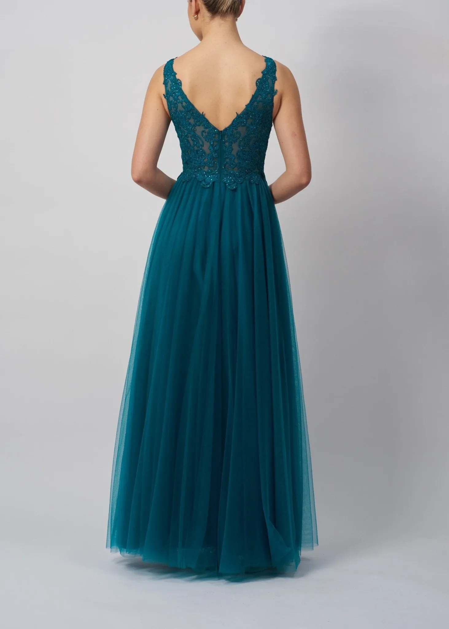 Mascara MC23344 Navy V-Neck Embroidered Tulle Prom Dress sold by Cargo product image thumbnail 2