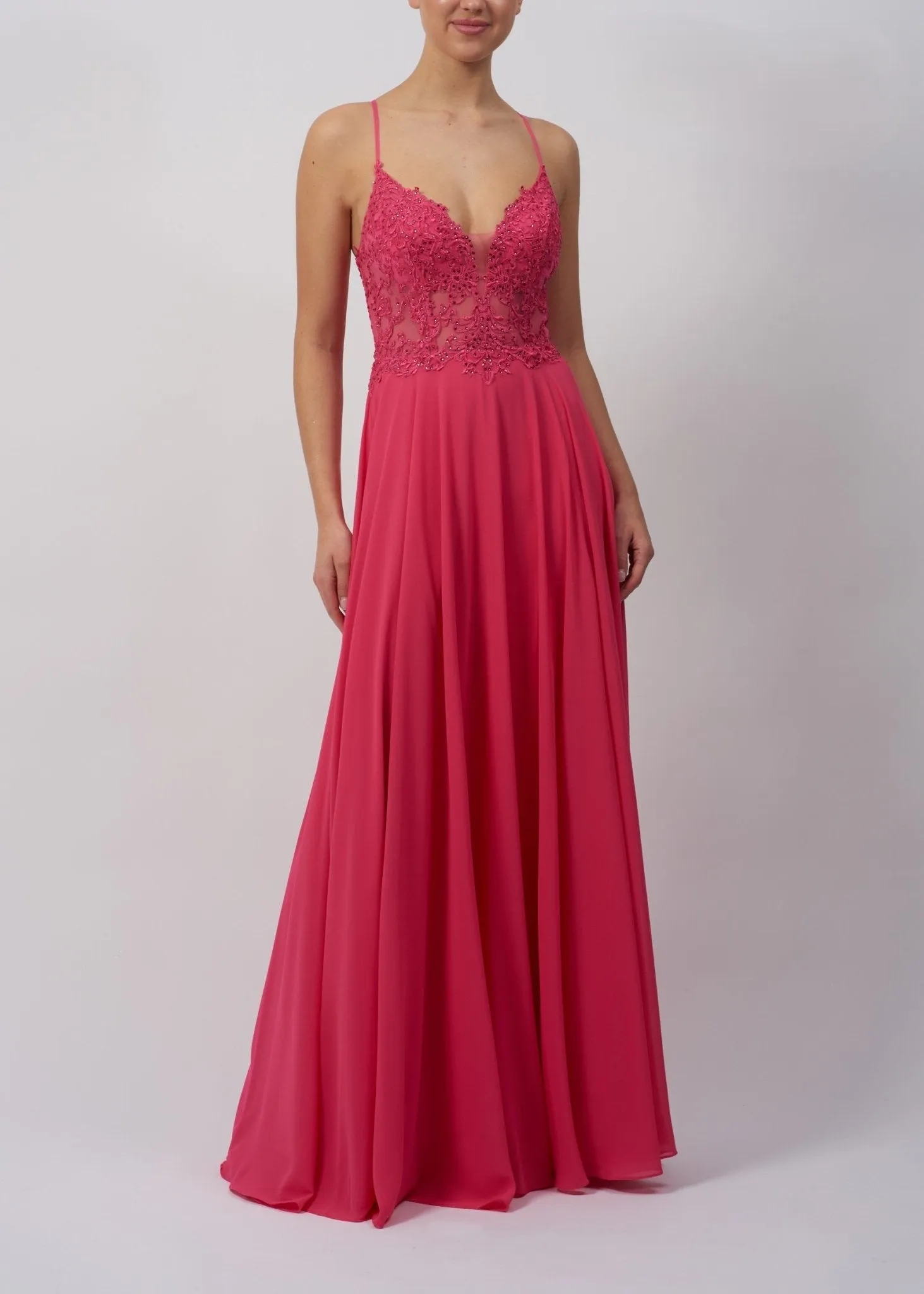 Mascara MC29333 Navy Tie Back Chiffon Bridesmaid Dress sold by Cargo