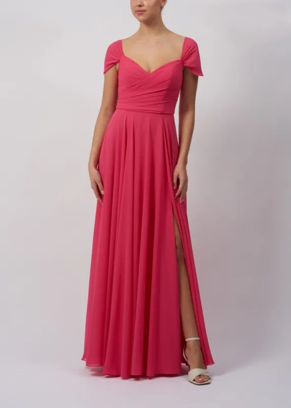 Mascara MC29338 Navy Pleated Front Chiffon Dress sold by Cargo