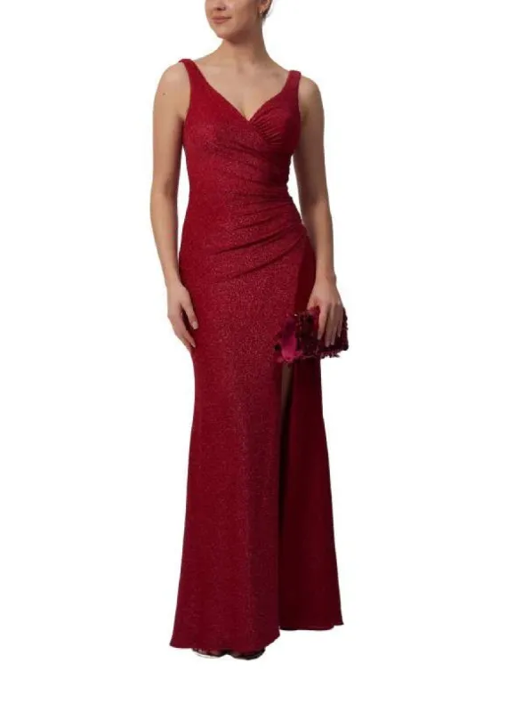 Mascara MC19412 Berry Fitted V-Neck Jersey Dress sold by Cargo