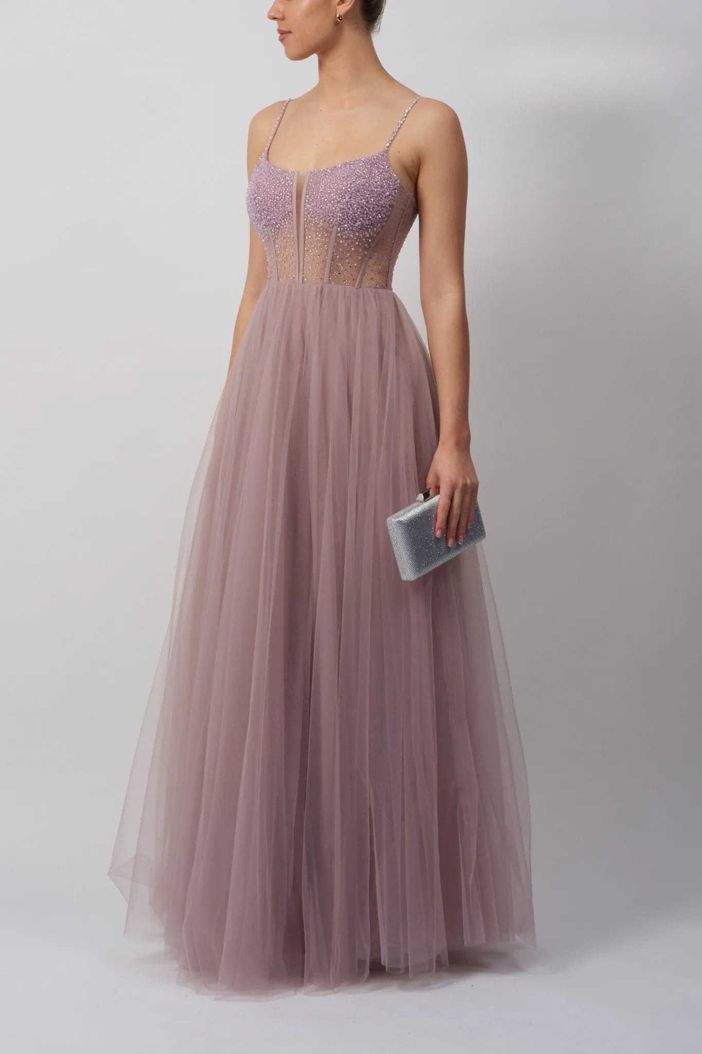 Mascara London MC124114 Wisteria (Lavender) Beaded Tulle Prom Dress sold by Cargo