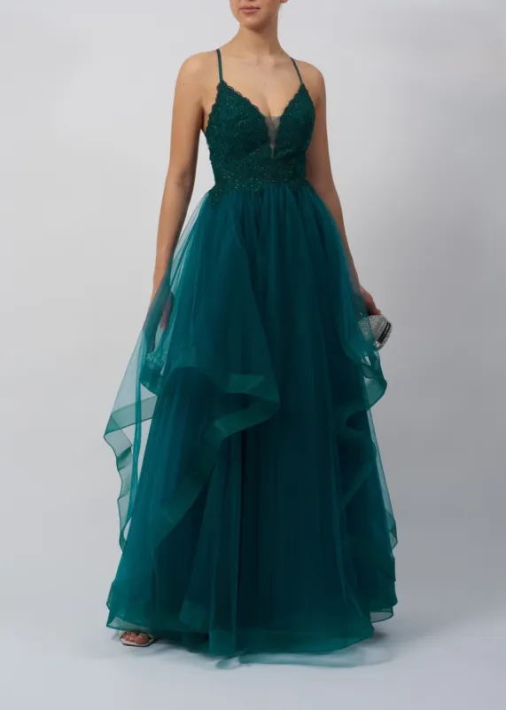 Mascara MC110125 Green Tulle Ballgown sold by Cargo