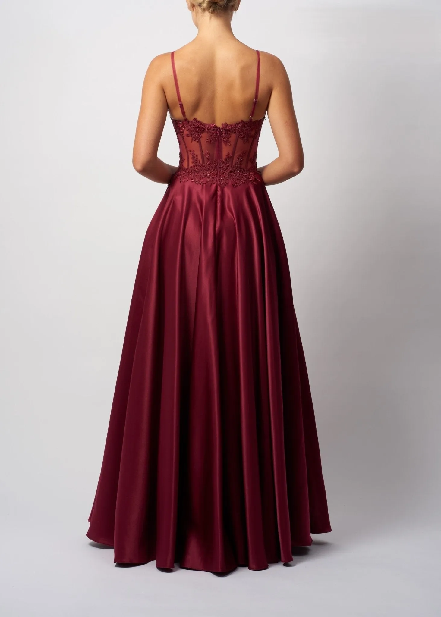 Mascara MC12321 Wine Satin Ballgown with Corset Detail sold by Cargo product image thumbnail 2