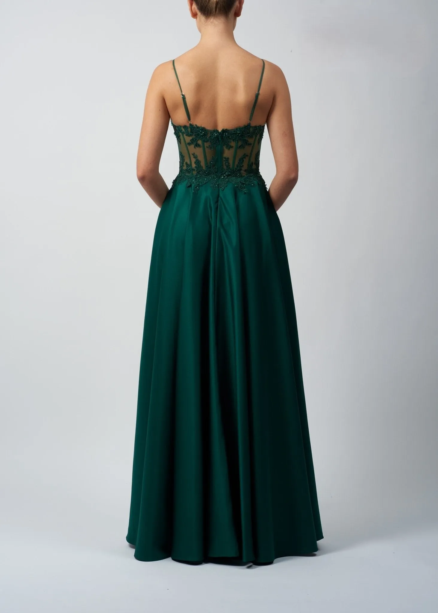 Mascara MC123216 Forest Green Satin Ballgown with Corset Detail sold by Cargo product image thumbnail 2