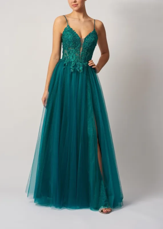 Mascara MC11313 Forest Green Tulle Ballgown sold by Cargo