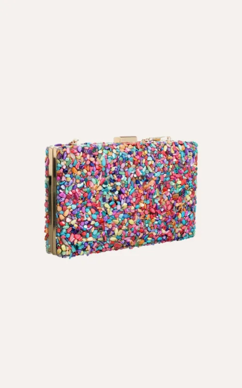 Hundreds & Thousands Multi Colour Stone Evening Bag sold by Cargo