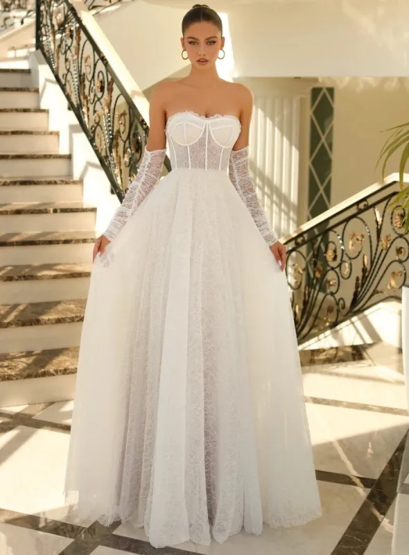 Nicoletta - Ivory Strapless Lace Ballgown/Wedding Gown - NC1005 sold by Cargo