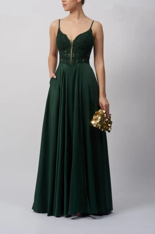 Mascara Forest Embroidered Corset Satin Dress MC18323 sold by Cargo