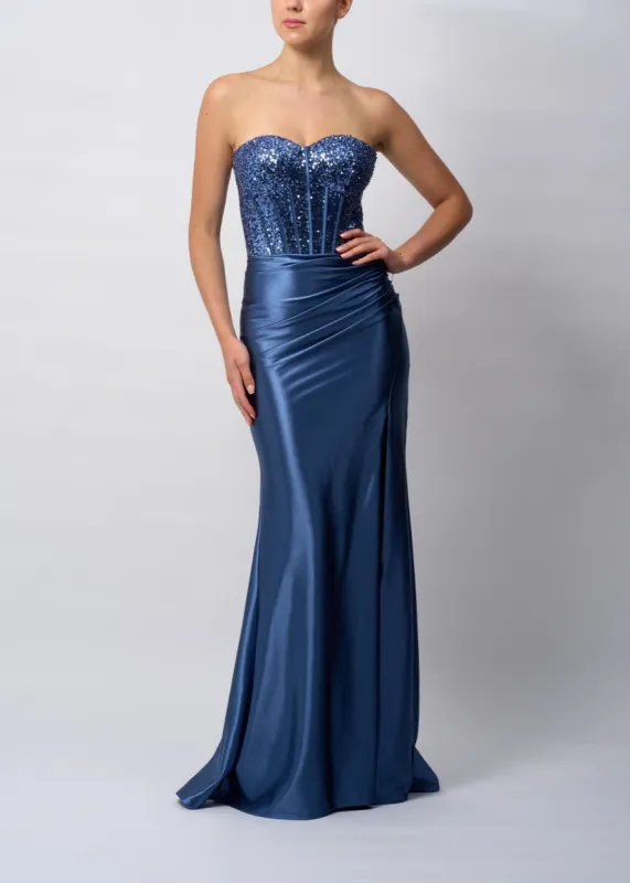 Mascara MC12428 Airforce Beaded Corset Fitted Gown sold by Cargo