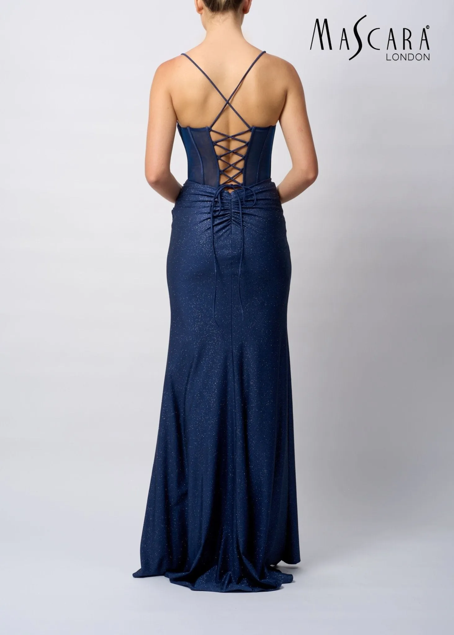 Mascara MC19427 Powder Blue Fitted tie back Jersey Prom Dress sold by Cargo product image thumbnail 2