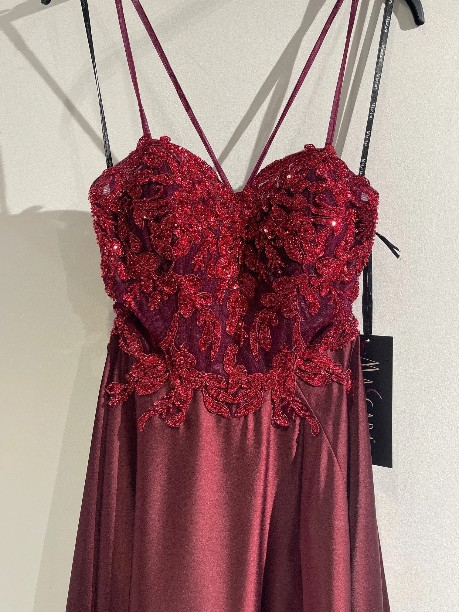 Mascara MC19342 Wine Tie Back Satin Dress sold by Cargo product image thumbnail 3