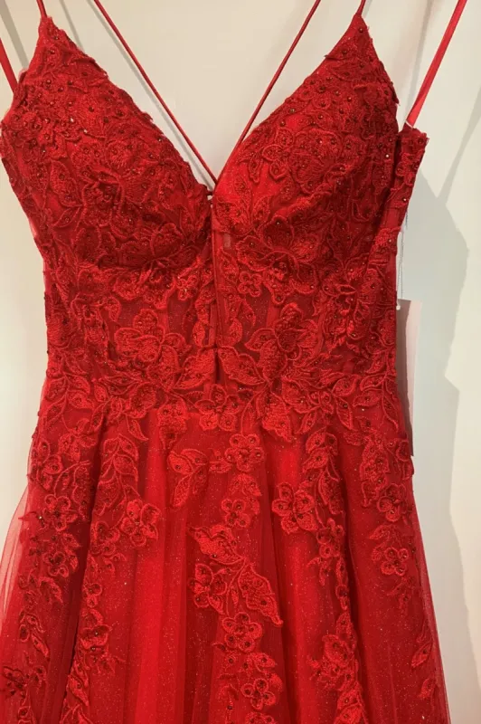 Joy Tulle Ballgown - Red Prom Dresses | Floral Applique sold by Cargo