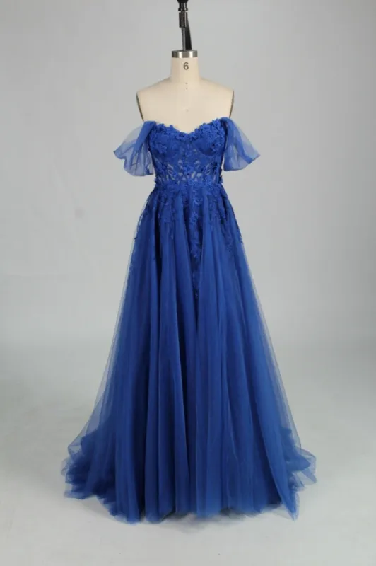 Royal Blue YLONA Corset Top Tulle Dress sold by Cargo