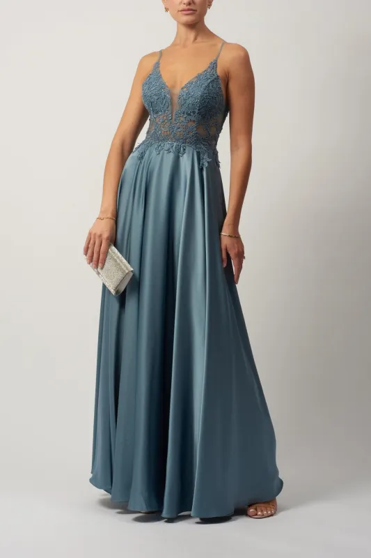 Satin Prom Dress DEW MC12204 Mascara London (steele blue) sold by Cargo