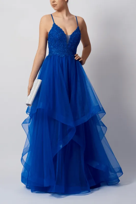 Mascara MC110125 Royal Blue Tulle Ballgown sold by Cargo