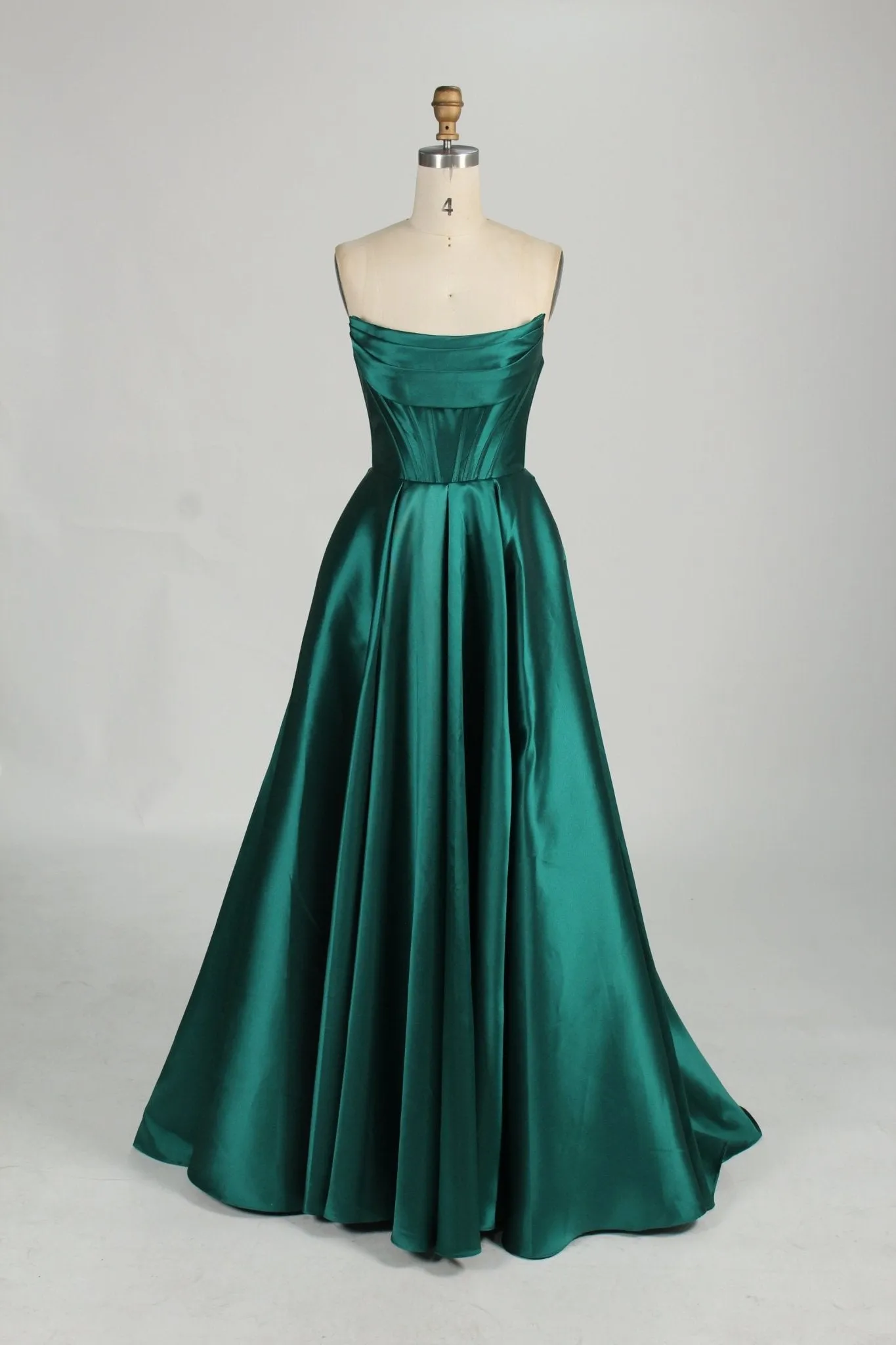 Carmen Emerald Green Satin Ball Gown with Pockets sold by Cargo