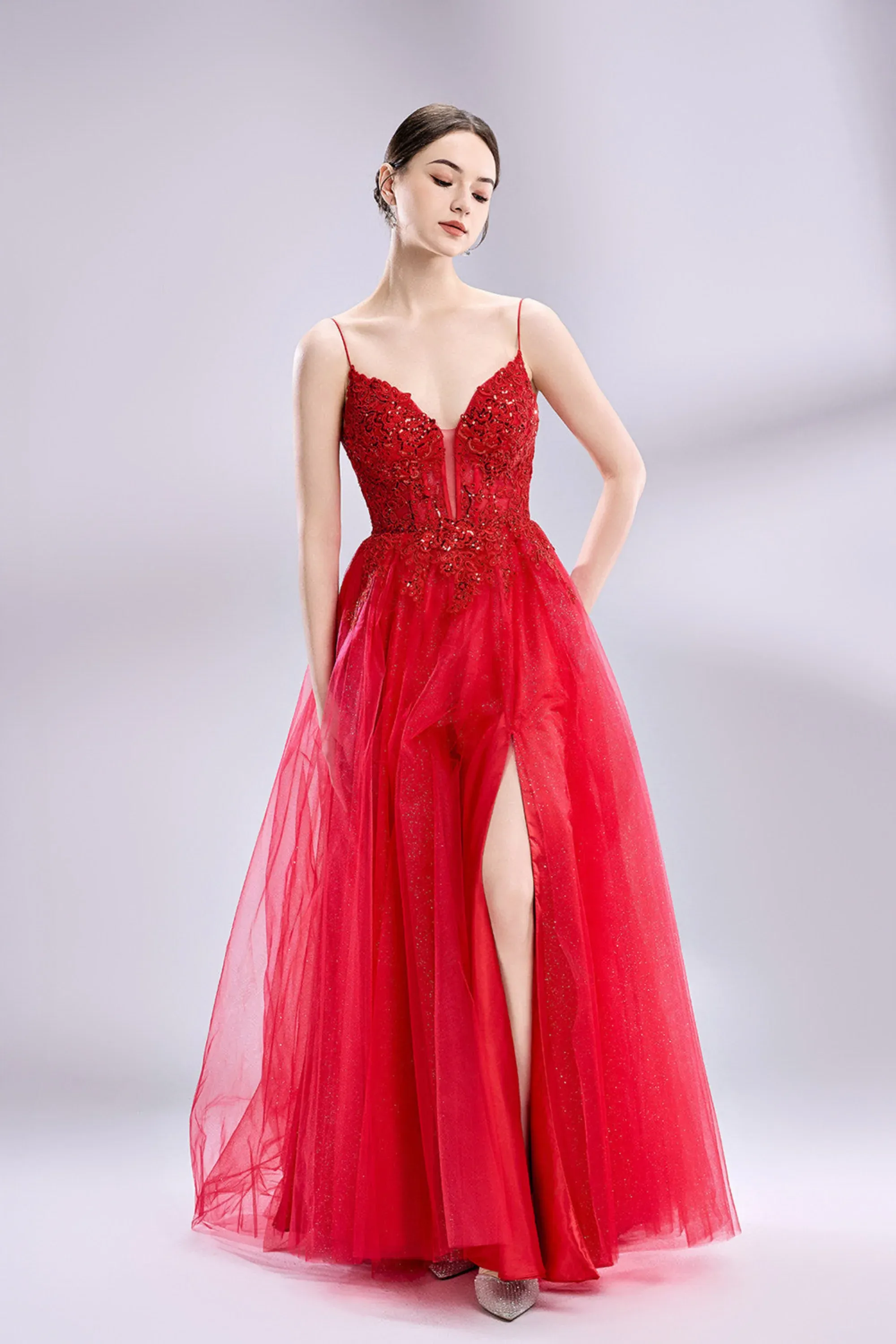 Jessica Stuart Nina Royal Blue Beaded Ball Gown with Side Slit | Prom Dress sold by Cargo product image thumbnail 2