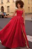 Carmen Light Blue Strapless Satin Ball Gown with Pockets sold by Cargo