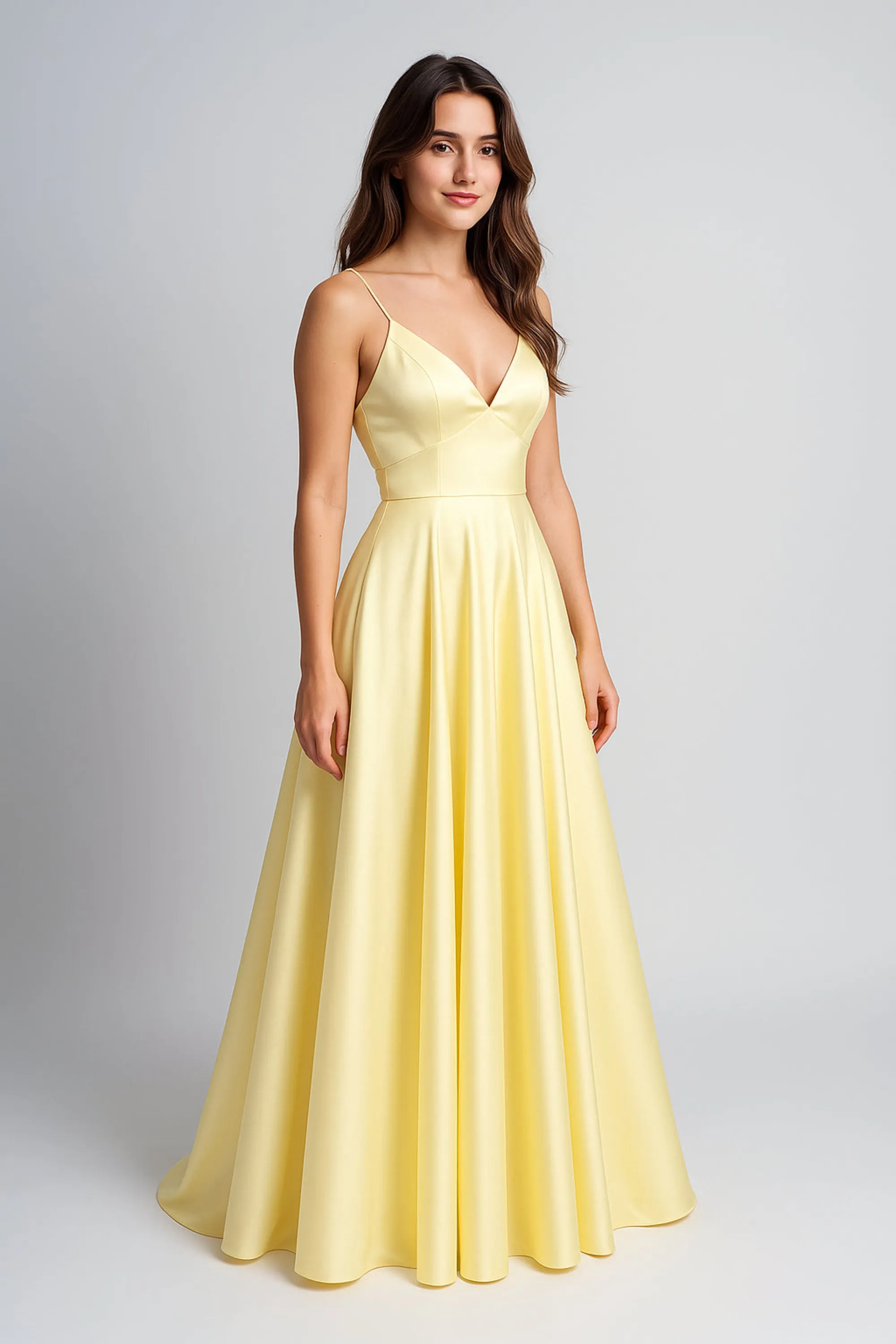 Ava Light Yellow Satin Ballgown – Jessica Stuart sold by Cargo