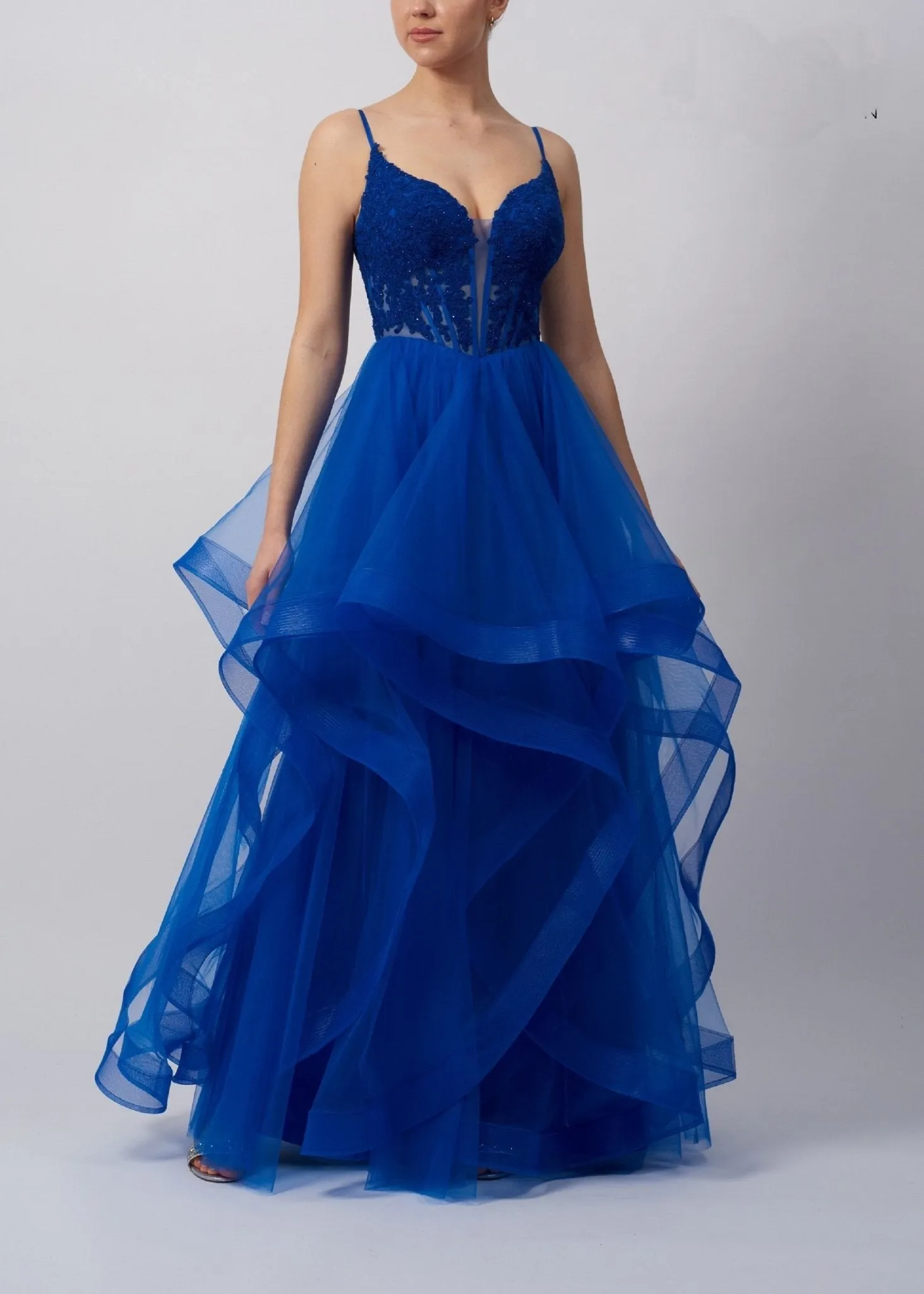 Mascara Royal Blue Tiered Corset Prom Dress MC18324 sold by Cargo