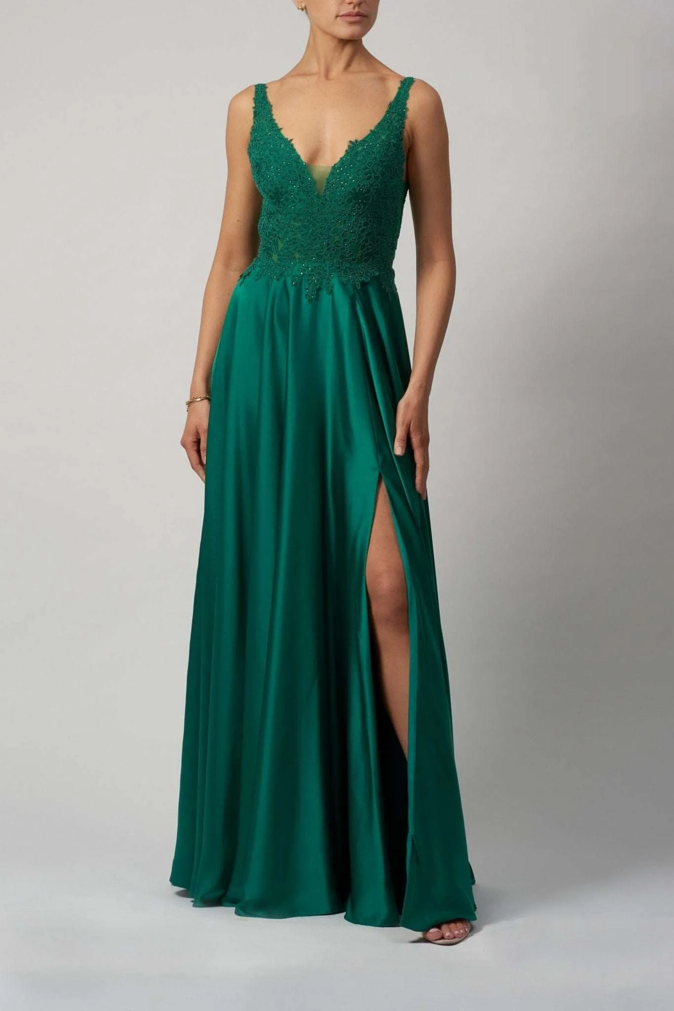 Forest Green MC121032 Embellished Lace Dress sold by Cargo