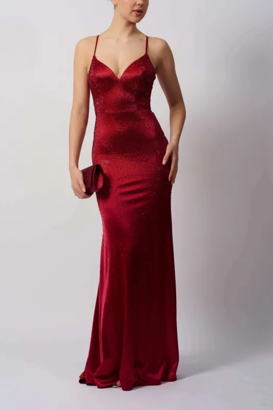 Mascara London MC11327 Satin Backless Evening Dress sold by Cargo