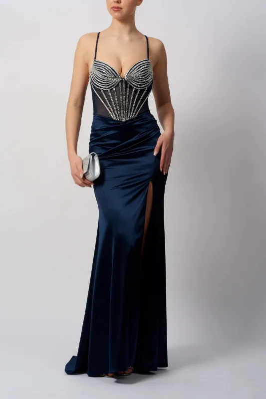 Mascara London MC11441 Fitted Satin Gown sold by Cargo