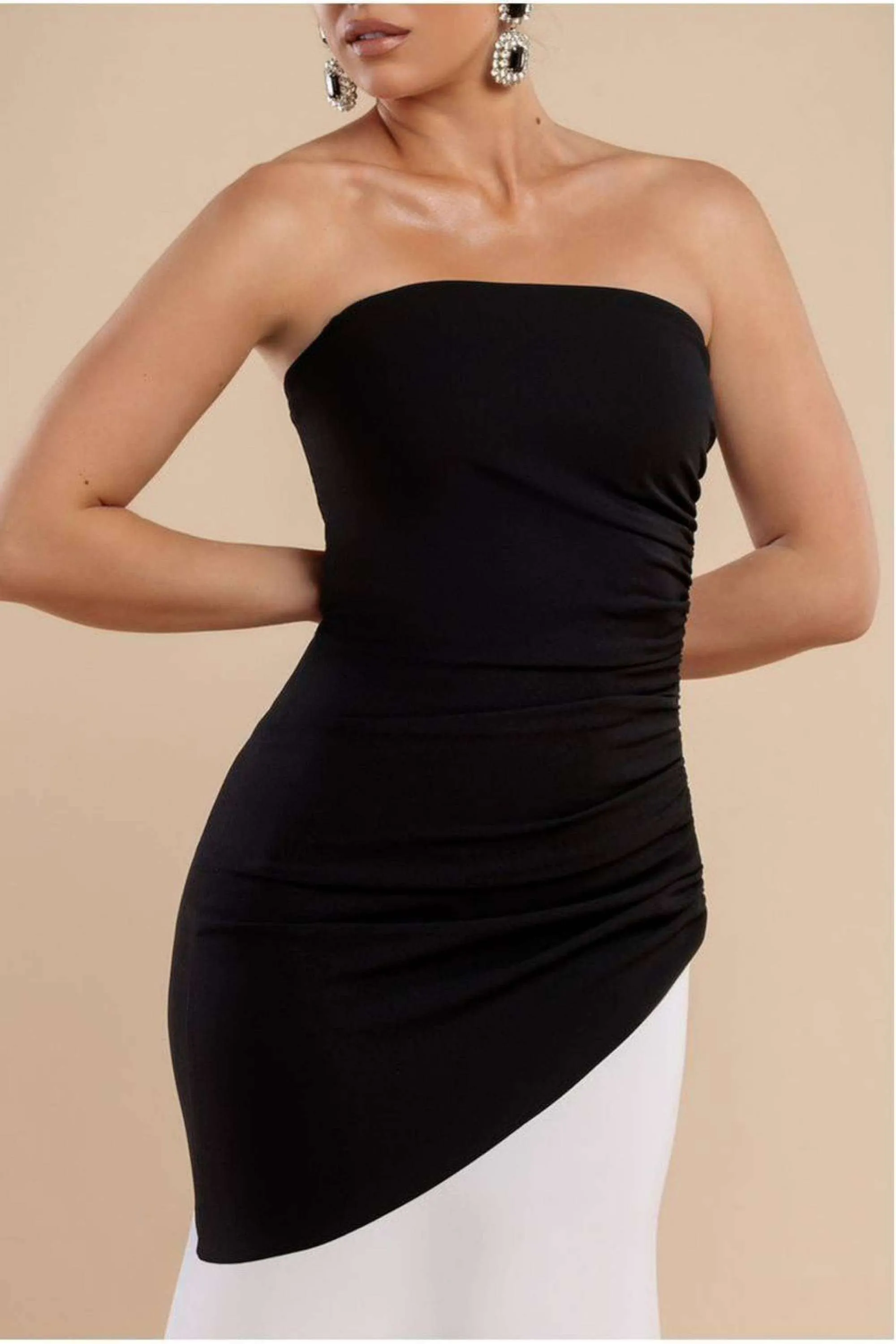 Monochrome Contrast Maxi Dress- Black Cream by Goddiva DR4668 sold by Cargo product image thumbnail 3
