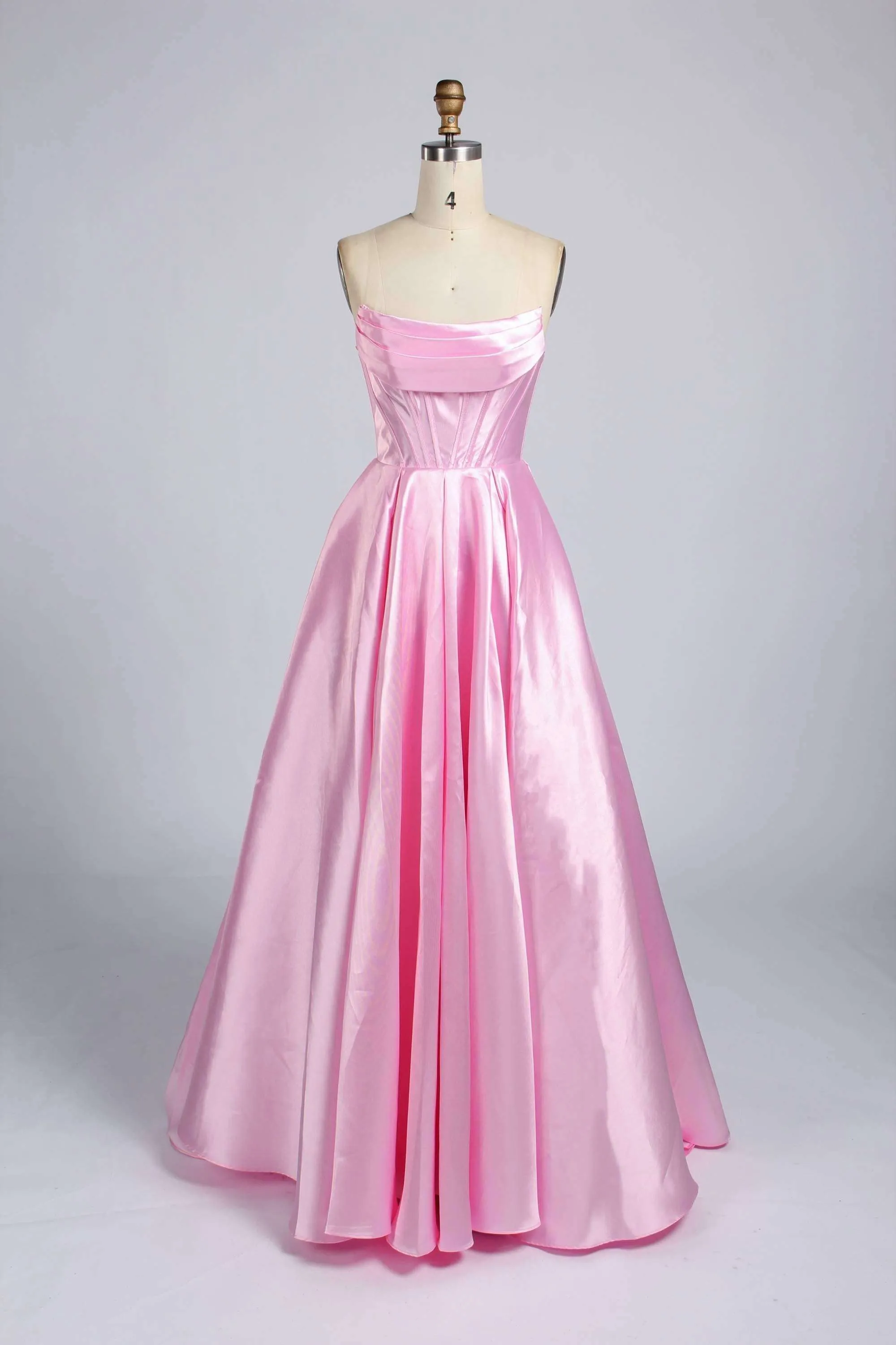 Jessica Stuart Carmen Pink Satin Ball Gown with Pockets sold by Cargo