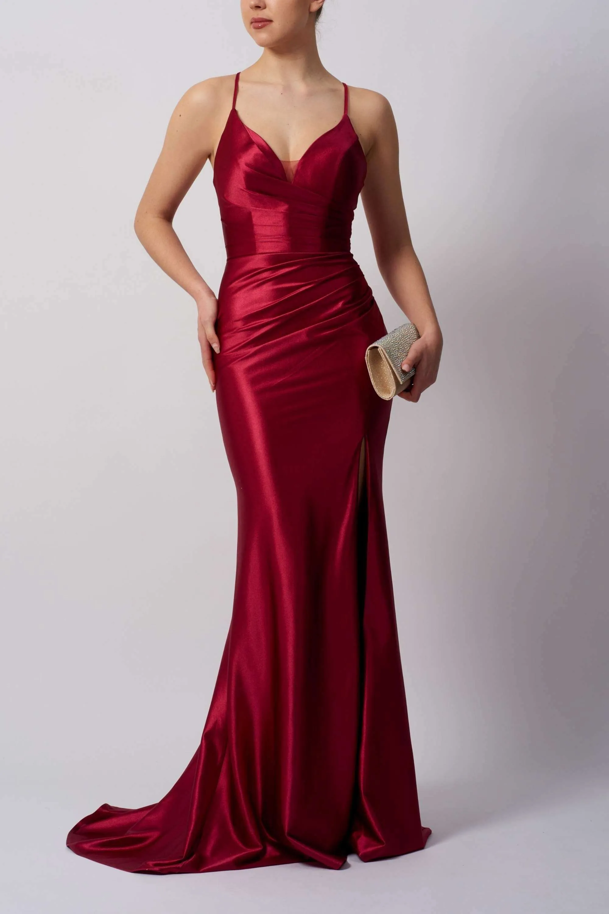 Berry Mascara MC119422 TIE BACK Fitted Prom Dress sold by Cargo