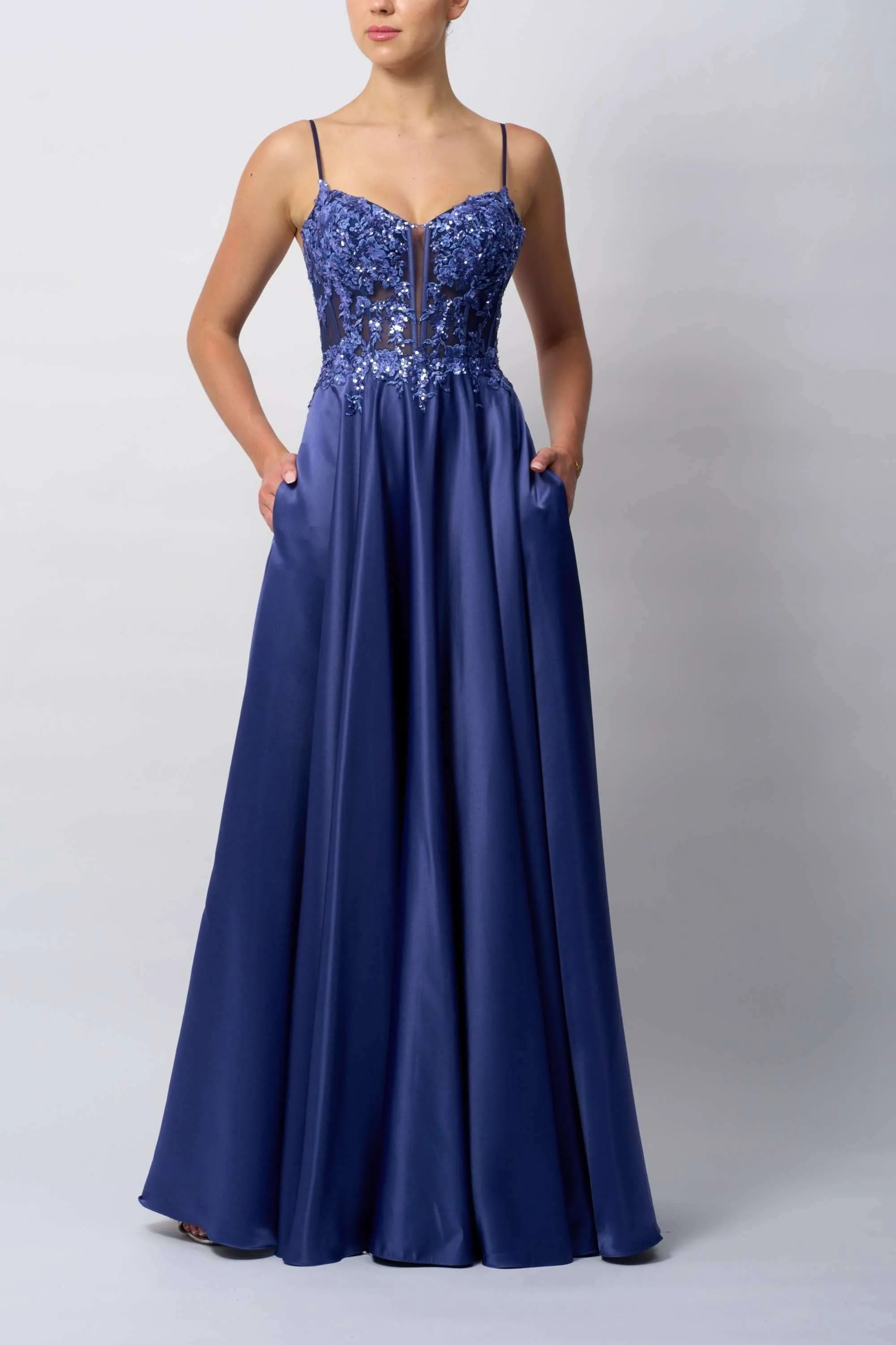 Mascara MC19423 Elegant Beaded Satin Gown sold by Cargo product image thumbnail 3