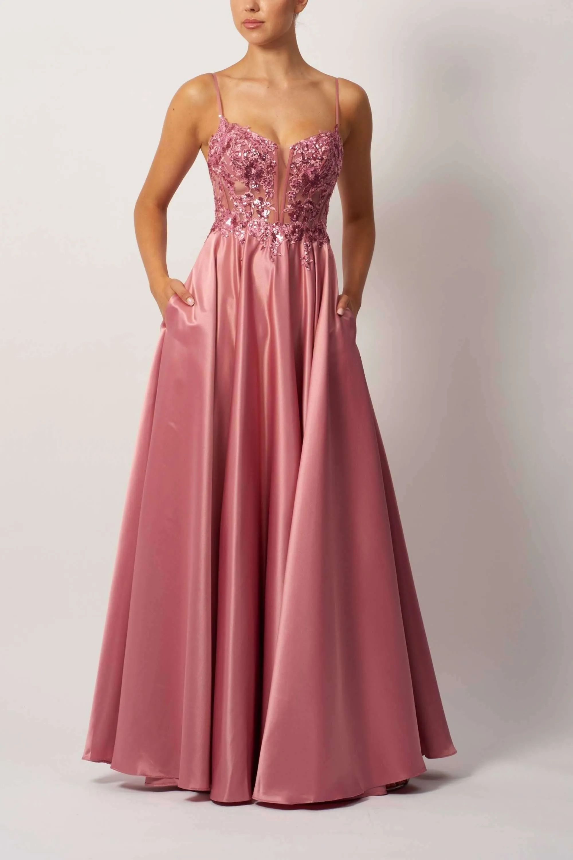 Mascara MC19423 Elegant Beaded Satin Gown sold by Cargo product image thumbnail 4