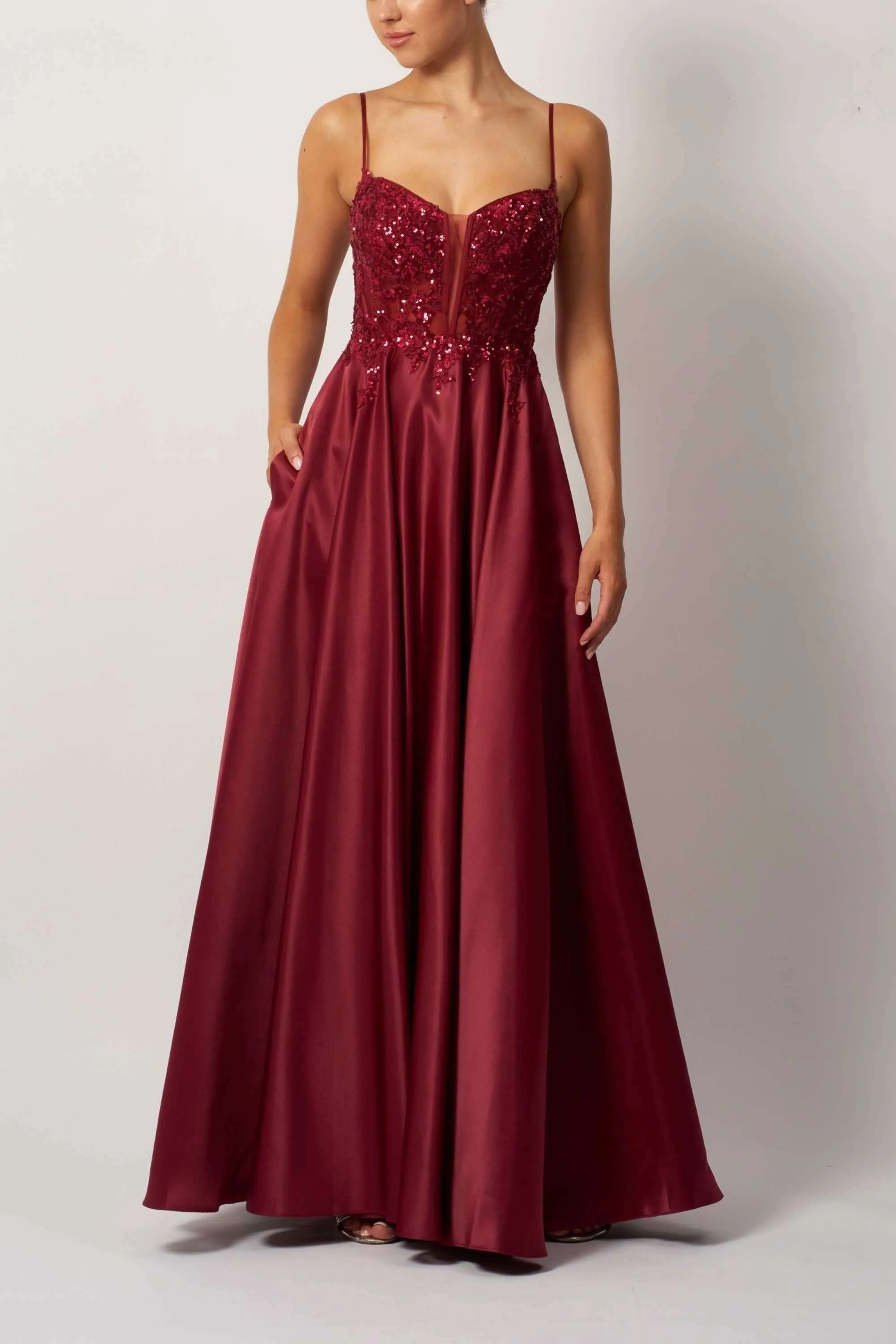 Mascara MC19423 Elegant Beaded Satin Gown sold by Cargo
