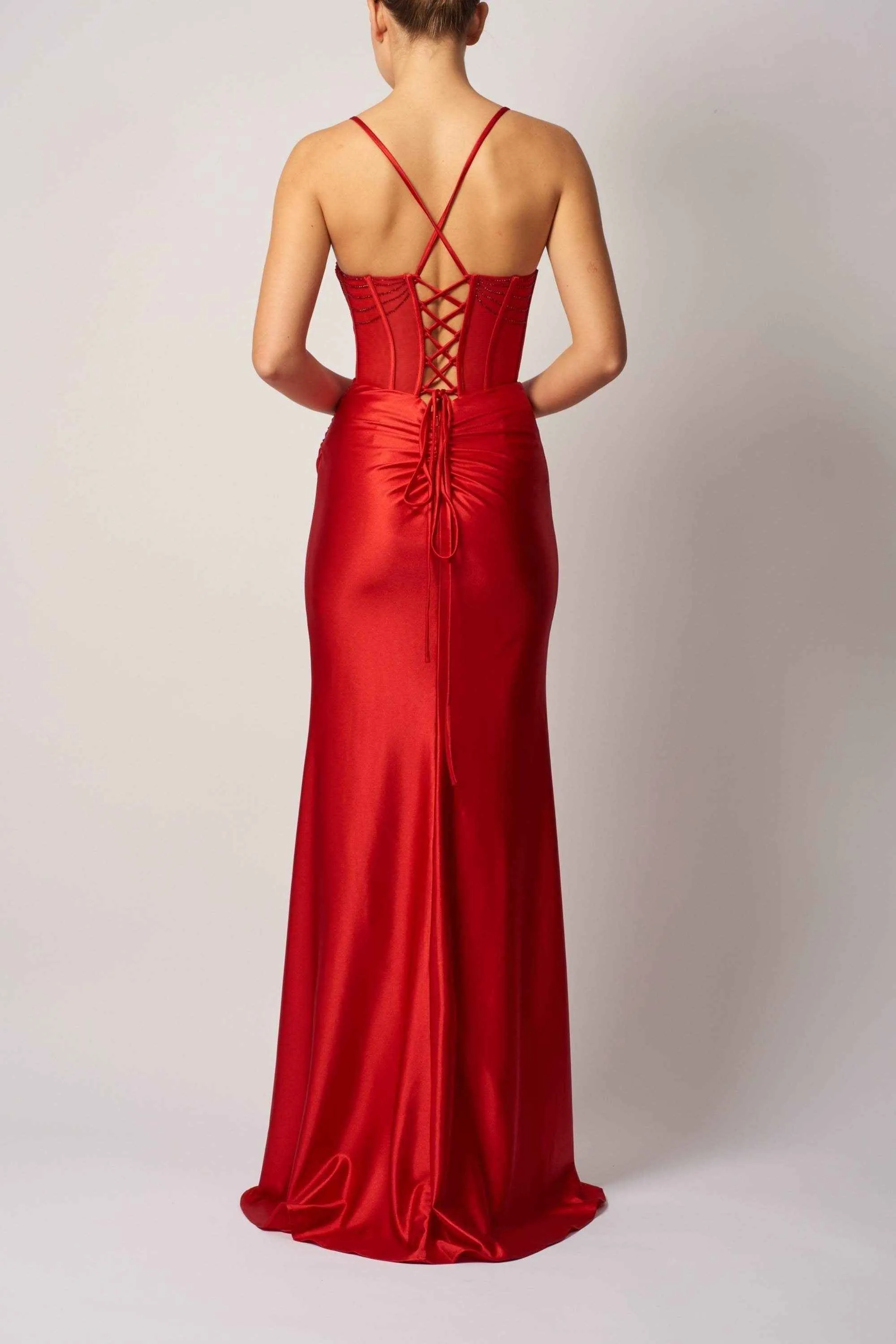 Elegant Red Satin Evening Dress by Mascara London sold by Cargo product image thumbnail 2