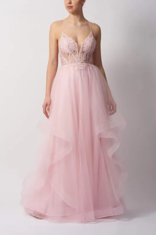 Shop Elegant Mascara MC11519 Tie Back Prom Dress in UK sold by Cargo