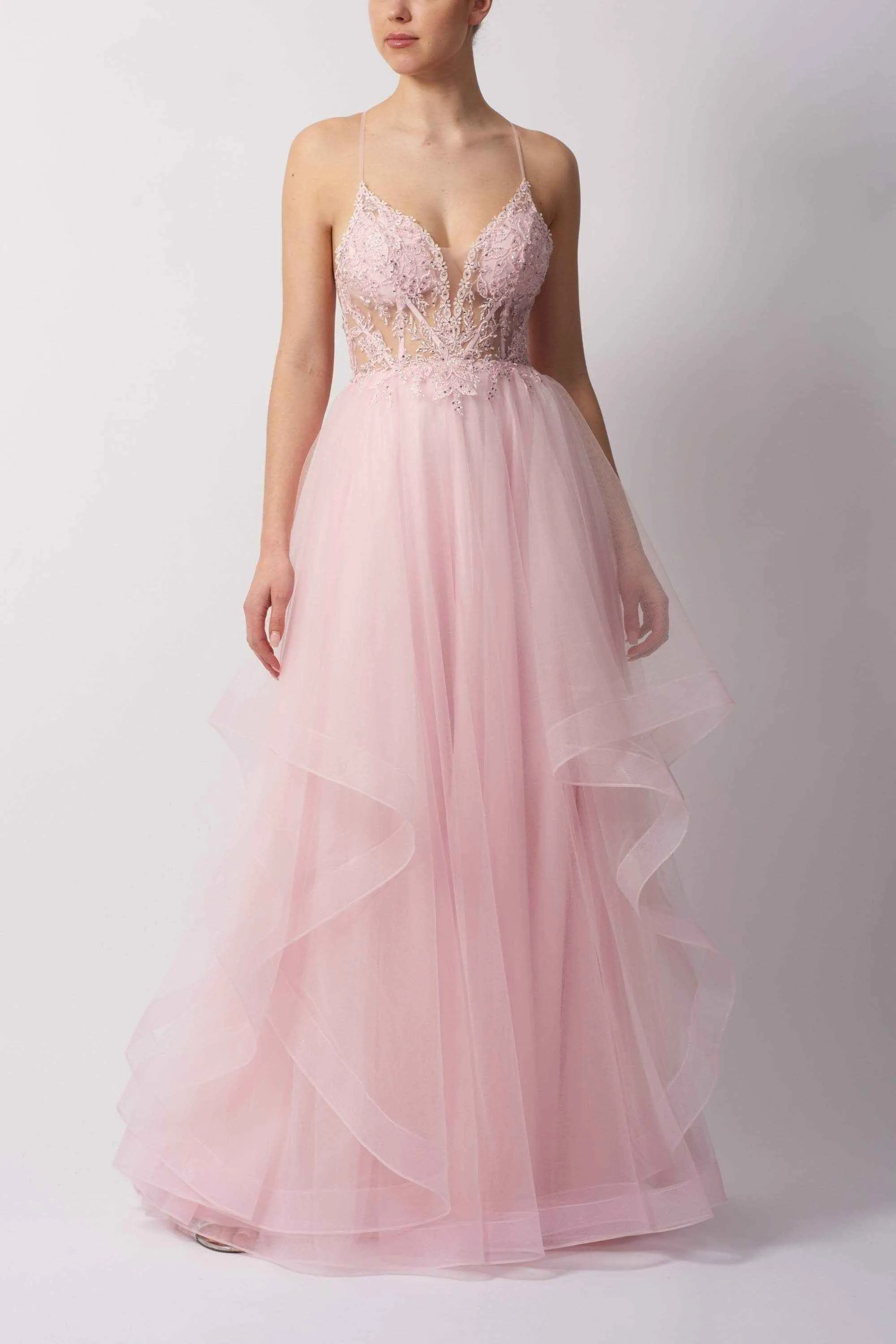 Mascara MC11519 Prom Dress with Tie Back Detail sold by Cargo