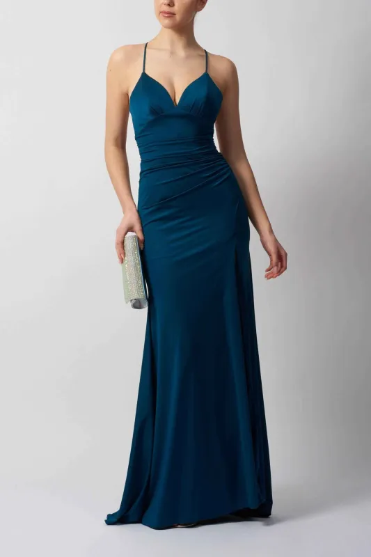 Mascara MC123444 Petrol Backless Gown sold by Cargo