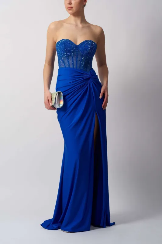 Royal Blue Strapless Gown: MC11447 Mascara London sold by Cargo