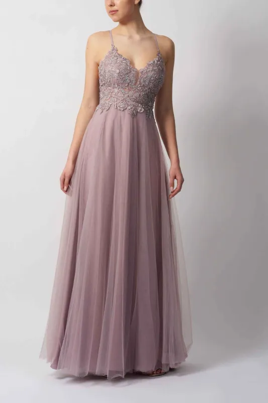 Mascara MC114410 Sky Blue Net Tulle Prom Dress sold by Cargo