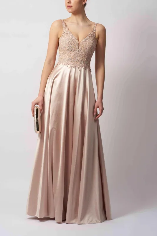 Mascara MC124412 Champagne Satin Bridesmaid Dress sold by Cargo