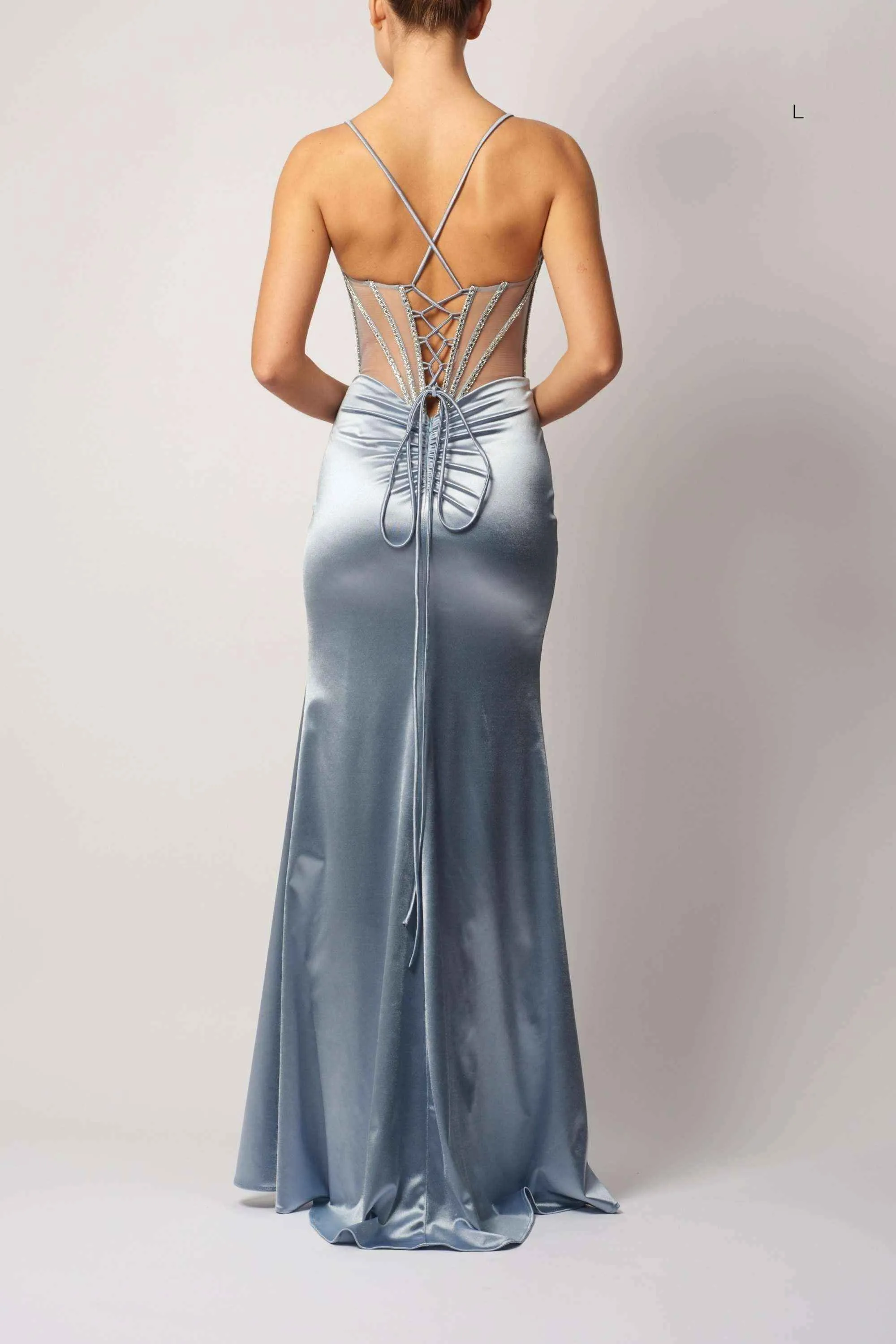 Mascara MC11441 Fitted Satin Ink Gown sold by Cargo product image thumbnail 2