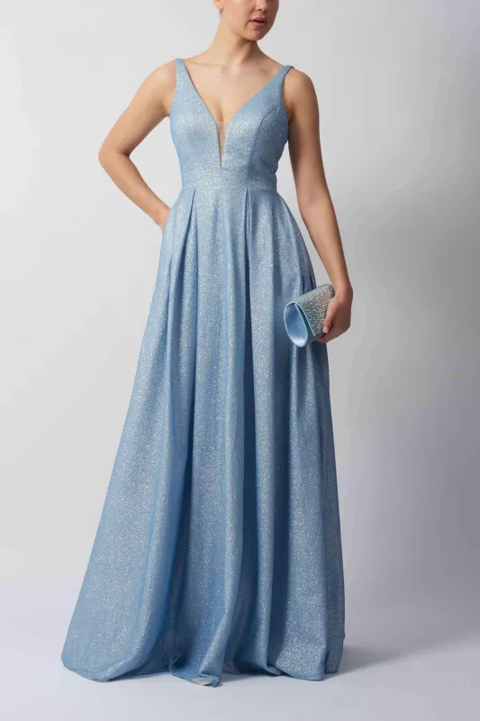 Mascara London MC113441 Sparkle Evening Steele Blue Gown sold by Cargo